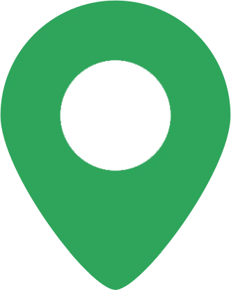 A green map location pin icon with a hollow center, displayed on a white background.